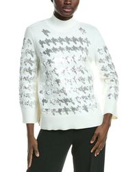 Anne Klein - Sequin Houndstooth Mock Neck Sweater - Lyst