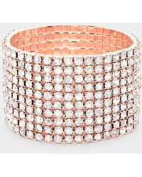 Fashnzfab - 10-Row Rhinestone Stretch Evening Bracelet Clear, Rose - Lyst