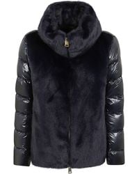 Herno - Padded Jacket With Faux Fur Trim And Glossy Quilted Detail - Lyst