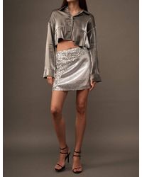 Promesa - Colorblock Sequins High Waist Mini Skirt - Lyst