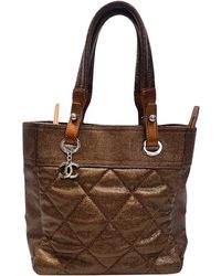 Chanel 2022 Shearling Large Deauville Shopping Tote - Brown Totes, Handbags  - CHA906317