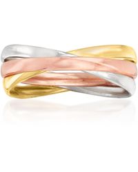 Ross-Simons - Italian 14kt Tri-colored Gold Crisscross Ring - Lyst