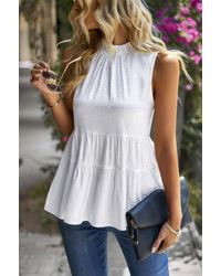 TRUEDAMES - Fashnzfab Sleeveless Ruffle Trim Ruffle Hem Loose Top - Lyst
