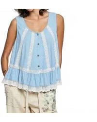 Pol - Metal Button Down Lace Trim Tank - Lyst