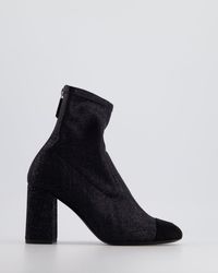 Chanel - Glitter Fabric Sock Boots With Cc Suede Logo Toe Cap - Lyst