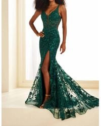 Ellie Wilde - Embroidered Tulle Mermaid Long Gown - Lyst
