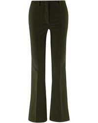 Ql2 - Flared Dark Stretch Cotton Velvet Pants With Tailored Silhouette - Lyst