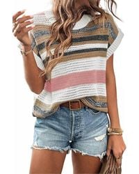 Shewin - Striped Sleeveless Sweater - Lyst