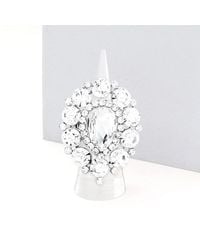Fashnzfab - Rhinestone Crystal Cluster Teardrop Stretch Ring - Lyst