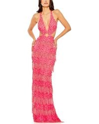 Mac Duggal - Open Back Cut Out Fringe Embellished Gown - Lyst