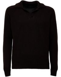 Zanone - Raglan Sleeve Ribbed Trim Half-Zip Knit Polo Sweater - Lyst