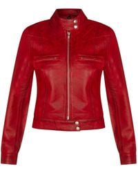 Infinity Leather - Plain Leather Moto Biker Jacket-Braga - Lyst