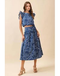 TCEC - Floral Print A Line Side Tie Wrap Midi Skirt - Lyst