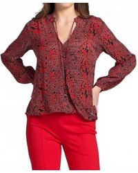 Apny - Crossover Printed Long Sleeve Blouse - Lyst
