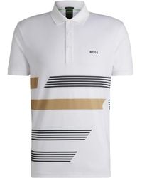 BOSS - Paddy Stretch-Jersey Polo Shirt With Stripe Print - Lyst