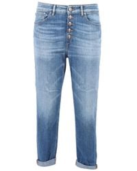 Dondup - High-Waisted Light Wash Jeans With Rolled Cuffs - Lyst