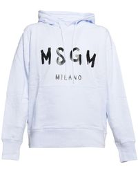 MSGM - Cotton Hoodie With Logo Print - Lyst