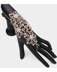 Fashnzfab - Rhinestone Paved Flower Pointed Hand Chain Evening Bracelet - Lyst