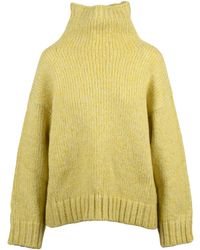 Alpha Studio - High Neck Sweater With Lamé Inlay And Ribbed Knit Texture - Lyst