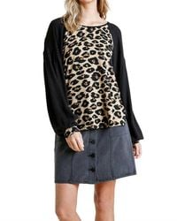 Umgee - Leopard Print Long Sleeve Top - Lyst