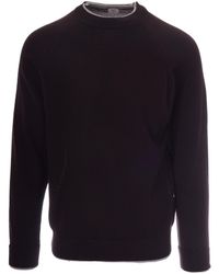 Eleventy - Burgundy Wool Sweater With Contrasting Double-Layered Details - Lyst