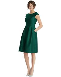 Alfred Sung - Cap Sleeve Pleated Cocktail Dress With Pockets - Lyst