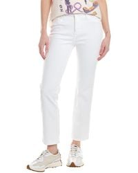 DL1961 - Mara Straight Mid-rise White Frayed Instasculpt Ankle Jean - Lyst
