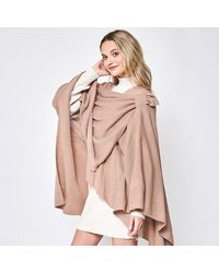 TRUEDAMES - Shoulder Strap Solid Ruana Poncho - Lyst