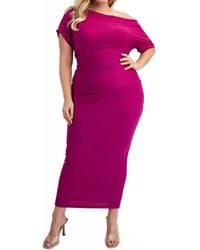 The Curve - Plus Size Ribbed Knit Off Shoulder Knit Midi Dress - Lyst