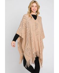 TRUEDAMES - Paisley Pattern Fringe Poncho - Lyst