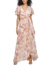 DKNY - Chiffon Floral Evening Dress - Lyst