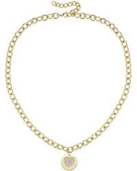 Rachel Glauber - Rg 14k Gold Plated With Diamond Cubic Zirconia Heart Medallion Pendant Curb Chain Adjustable Necklace - Lyst