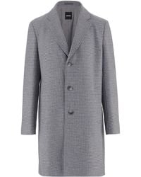 BOSS - Wool Coat With Houndstooth Pattern And Tailored Design - Lyst