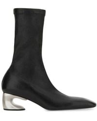 Jil Sander - Ankle-High Leather Boots With Sculptural Heel - Lyst