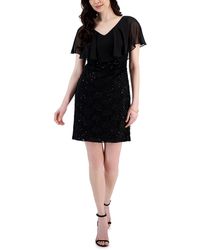 Connected Apparel - Petites Chiffon Overlay Lace Sheath Dress - Lyst