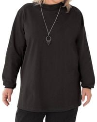 On The Plus Side - Cotton Jersey Mock Turtleneck Long Sleeve Top - Lyst