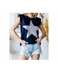 7Th Ray - Ruffle Sleeve Top With Sequin Star - Lyst