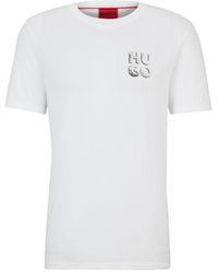 HUGO - Cotton-jersey T-shirt With Decorative Reflective Logo - Lyst