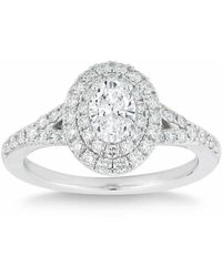 Pompeii3 - 1 Ct Lab Grown Oval Diamond Halo Engagement Ring 14k White Gold - Lyst