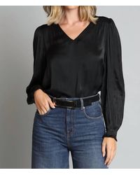 Lola & Sophie - Pleated Sleeve V-Neck Top - Lyst