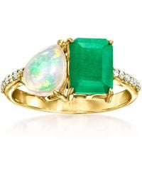 Ross-Simons - Opal And Emerald Toi Et Moi Ring With Topaz - Lyst