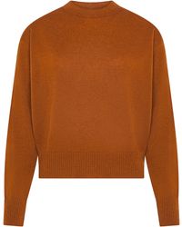 Cruna - Cropped Sweater With Round Neckline And Ribbed Details - Lyst