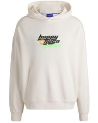 HUGO - Oversize-Fit Cotton-Terry Hoodie With Happy Logo - Lyst