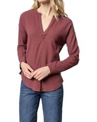Lilla P - Rounded Hem Split Neck Top - Lyst