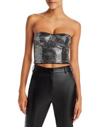 Aqua - Sequined Strapless Cropped - Lyst