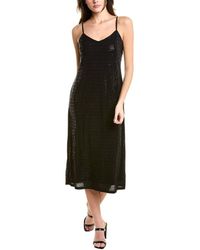 Anne Klein Linear Shine Slip Dress - Black