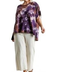 Umgee - Tie Dye Cinched Short Sleeve Top With Side Slits - Lyst
