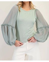 Eesome - Sheer Bubble Sleeve Blouse - Lyst