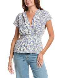 Max Studio - Short Sleeve Pleat Front Blouse - Lyst