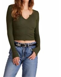Bobi - Split V Neck Long Sleeve Crop Tee - Lyst